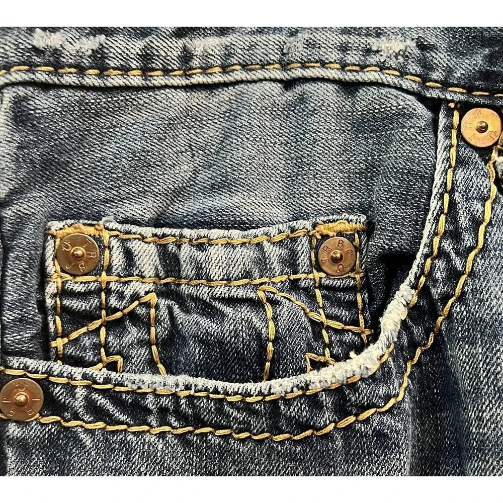 True Religion World Tour Section Skinny Jeans Mens 38x34 Blue Denim‎ Cotton Y2K